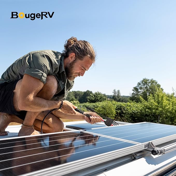 BougeRV Solar Parallel Connectors for 2-4 Solar Panels, Extra Long 2 to 8 Y Branch 10AWG Adapter