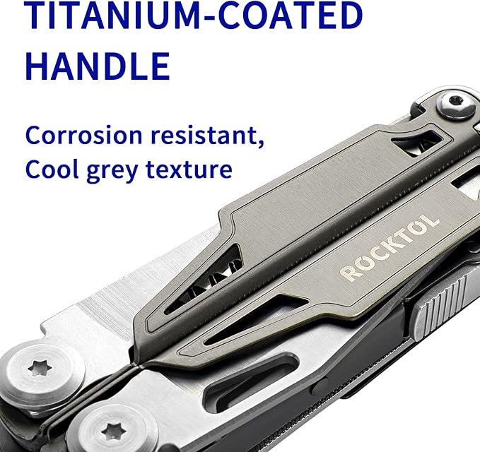 Multitool,19-in-1 Multitool Pliers with Titanium-plated Handle, Safety Locking, Lightweight EDC