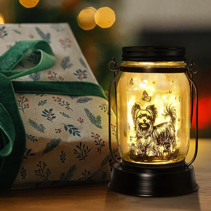 Yorkie Dog Gifts for Women/Men Yorkshire Terrier Solar Lanterns Mom Birthday Dog Lovers Lantern Pet