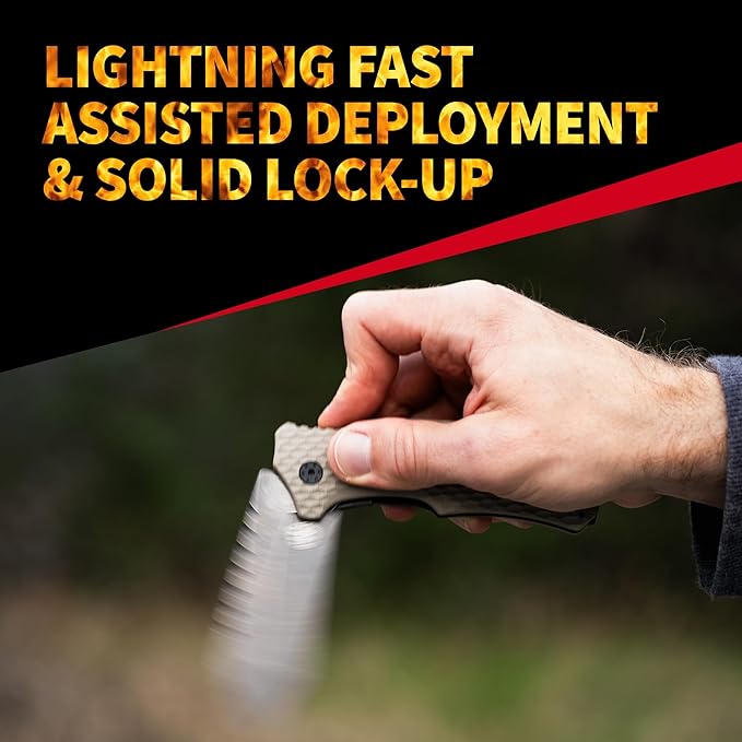 Off-Grid Knives - Rapid Fire Viper, Assisted Tanto Blade, Hard Use Build, Tactical, Camping &