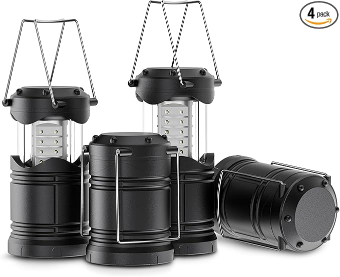 Lichamp 4 Pack LED Camping Lanterns, Battery Powered Camping Lights LED Collapsible Flashlight