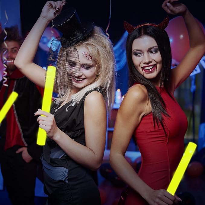 48Pack LED Glow Foam Sticks Bulk,Light Up Glow Sticks with 3 Flashing Modes,Yellow Glow Wands Party