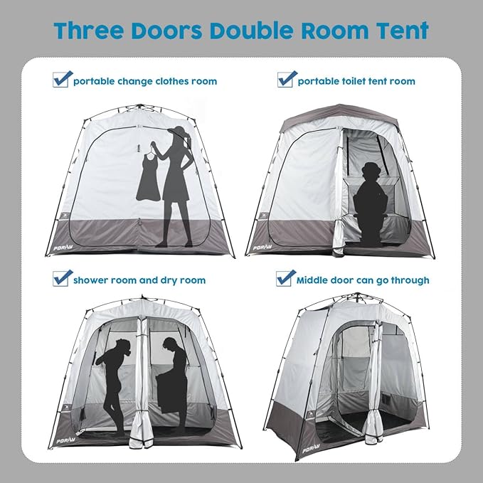 Camping Shower Tent Deluxe Changing Room Easy Set Up Privacy Shelter,Large Toilet Tent with Floor