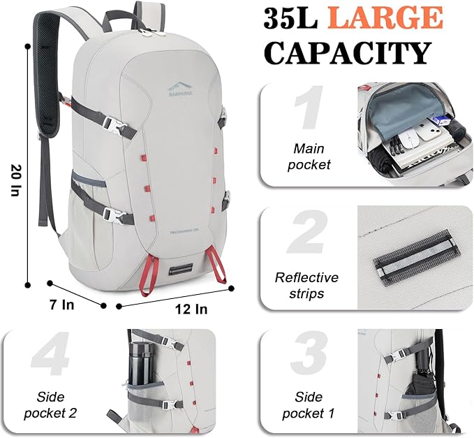 Hiking Backpack,Large 35L Travel Backpacks for Men Women,Ultra Lightweight Packable Camping Daypack