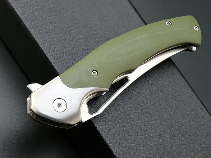 Eafengrow EF7 Folding Knife K110 Steel Blade G10&Stainless Steel Handle EDC Tool Knives for Outdoor