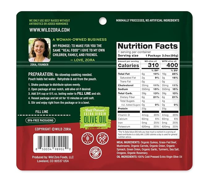 Wild Zora Instant Organic Quinoa Meals, Quick & Tasty Prepared Bowls, Pantry Staples Gluten-Free