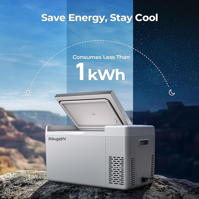 BougeRV 12 Volt Refrigerator 12V Car Fridge 23 Quart Portable Freezer Compressor Cooler 12/24V DC