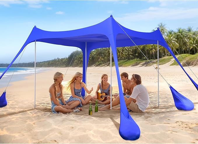 2PM SPORTS Beach Tent Canopy with UPF50+ UV Protection, Outdoor Large Beach Sun Shade Shelter for