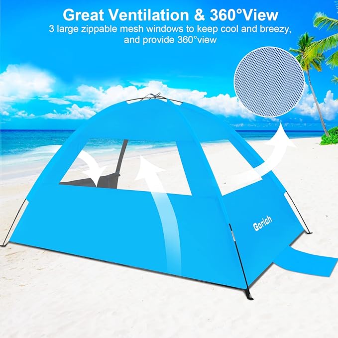Gorich Beach Tent Sun Shelter for 3/4-5/6-7/8-10 Person with UPF 50ï¼?UV Protection, Lightweight &