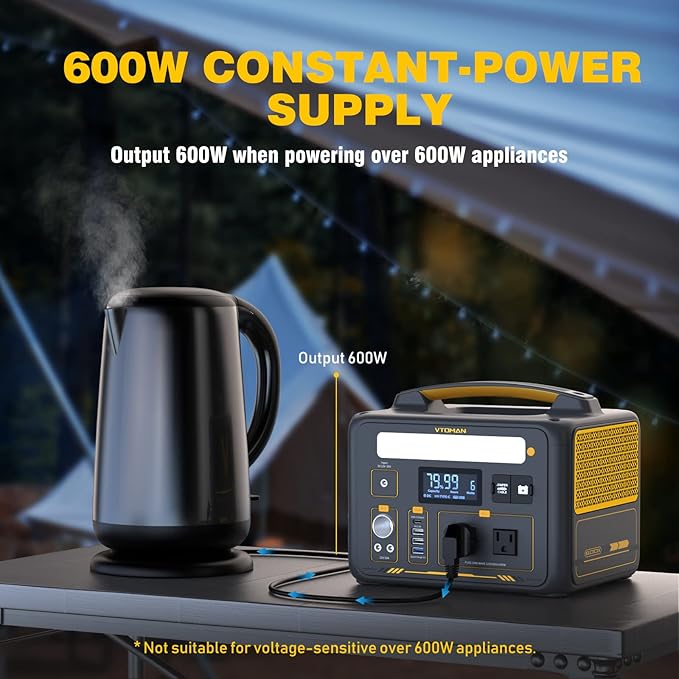 VTOMAN Jump 600X Portable Power Station with 110W Solar Panel, 600W/299Wh LiFePO4 Battery Solar
