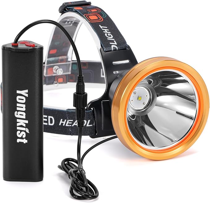 Super Bright Headlamp Rechargeable LED Headlight with Battery, High Power Waterproof Spotlight