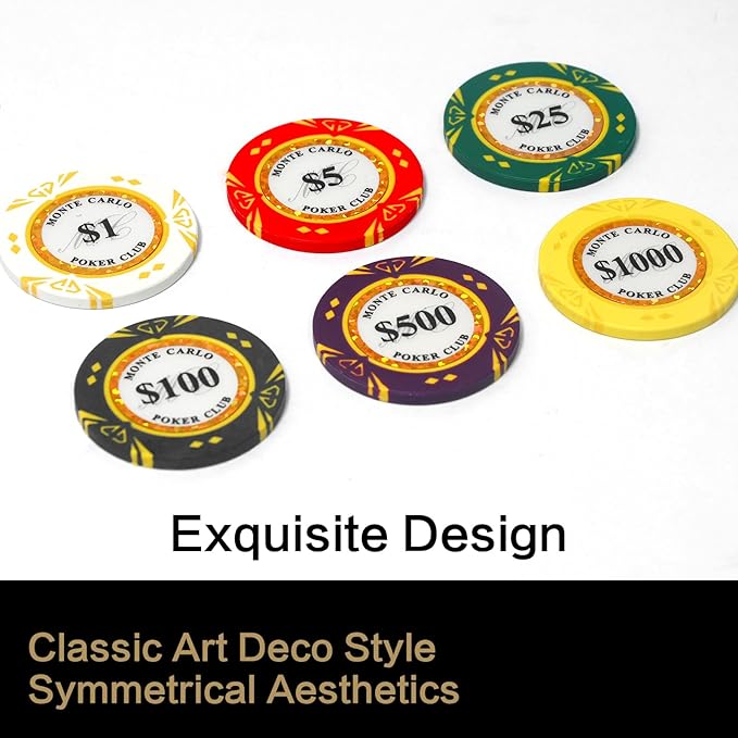 14 Gram Clay Poker Chips Set Texas Hold’em 300PCS Poker Chips Set Numbered Chips with High-End Chip
