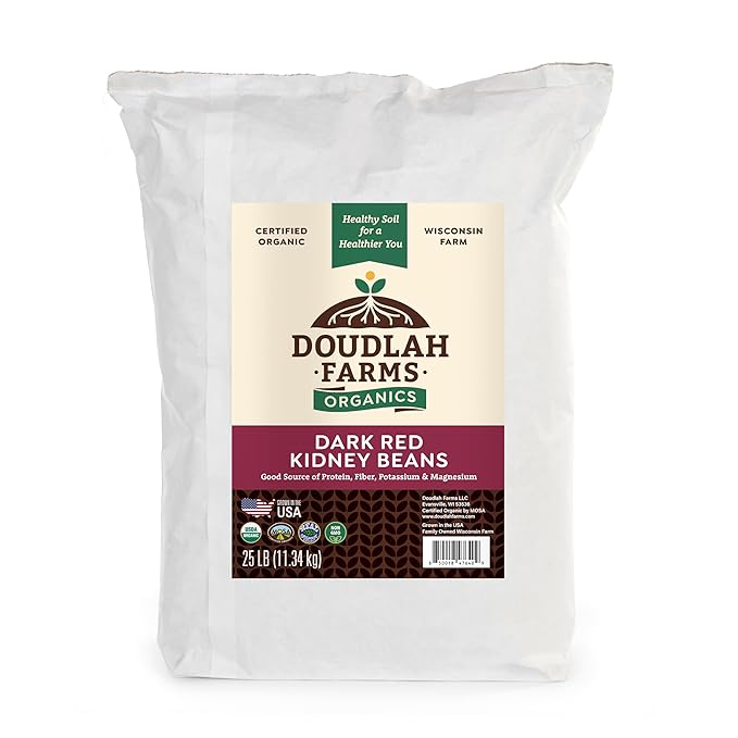 Organic Dried Dark Red Kidney Beans 25 lb Bulk - Non-GMO, USDA Organic, Farmed From Regenerative