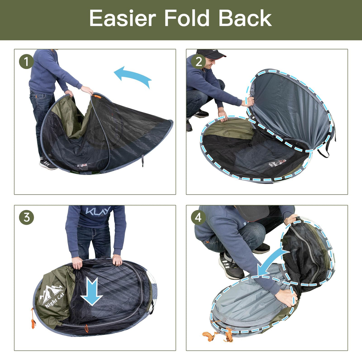 Night Cat Pop-up Mosquito Tent: 1 Person Camping Tent with Bug Screen Net Adults Fits for Camping