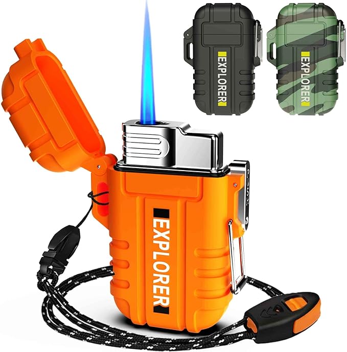 Torch Lighter, Refillable Butane Lighter, Windproof Outdoor Gas Lighter Adjustable Jet Flame