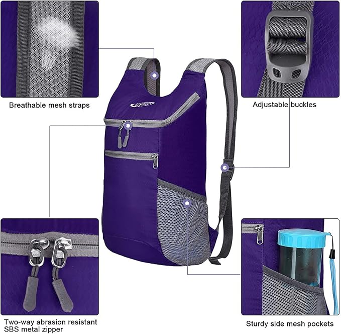 G4Free Lightweight Packable Hiking Backpack for Men Women Small Hiking Daypacks Foldable Shoulder