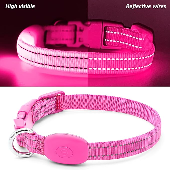 Illumifun LED Cat Collar, USB Rechargeable Light Up Dog Collar, Adjustable Safety Collar Light for