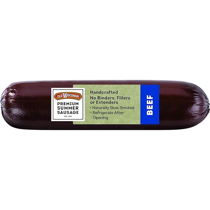 Old Wisconsin Premium Summer Sausage, 100% Natural Meat, Charcuterie, Ready to Eat, High Protein