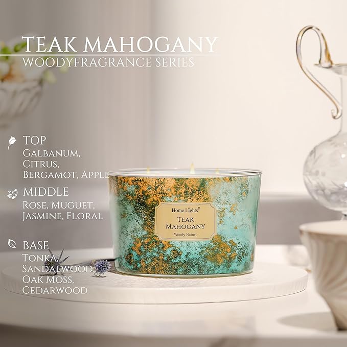 HomeLights Large jar Candle | 4-Wick Long-Lasting Scented Candles, 18oz Natural Soy Wax Candle for