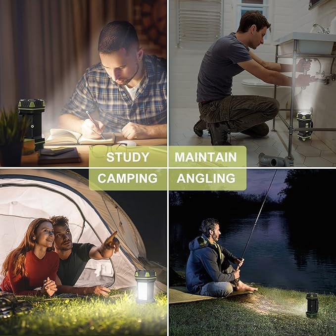 AlpsWolf 2 Pack Camping Lantern Rechargeable, LED Camping Flashlight, 4800 Capacity, 8 Modes