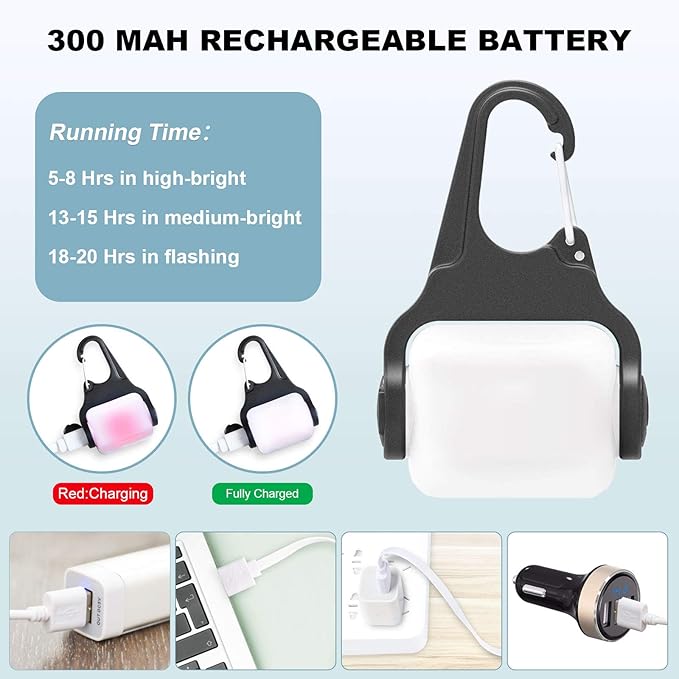 Dog Lights for Night Walking, Clip on Dog Collar Light - 3 Modes, USB-C Rechargeable, IP65