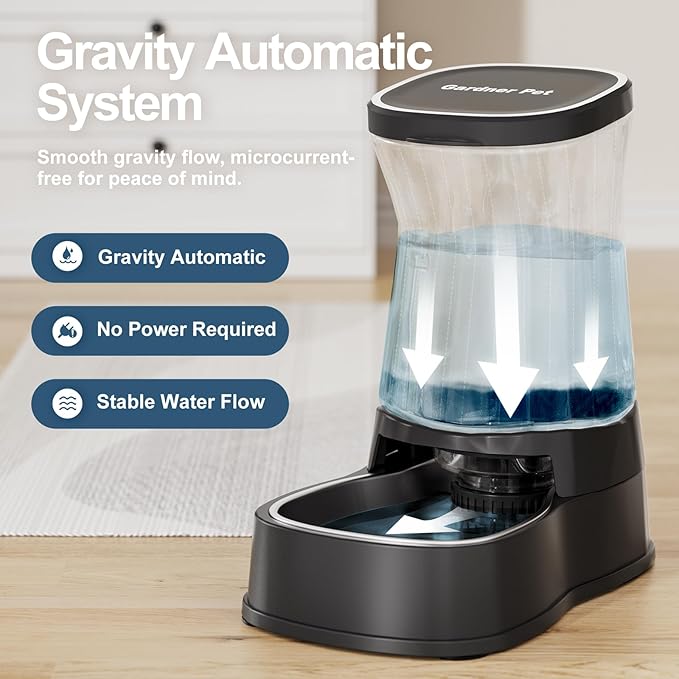 Automatic Gravity Water Dispenser for Dogs, 1Gallon Stainless Steel Dog and Cat Water Bowl