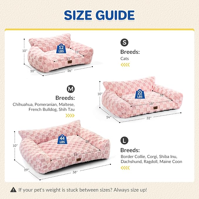 Large Dog Bed Sofa, Fluffy Pet Bed for Medium and Large Dogs, Supportive Dog Couch Sofa for Dogs