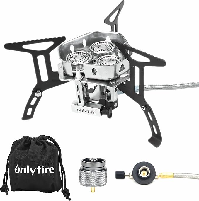 ONLYFIRE Portable Camping Gas Stove 6800W, Small Backpacking Stove with Piezo Ignition, Propane