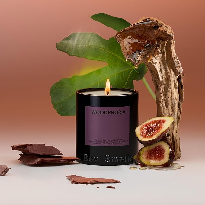 Boy Smells - Woodphoria Scented Candles for Men and Women - 8.5 oz - Soy, Coconut Wax Candle Blend