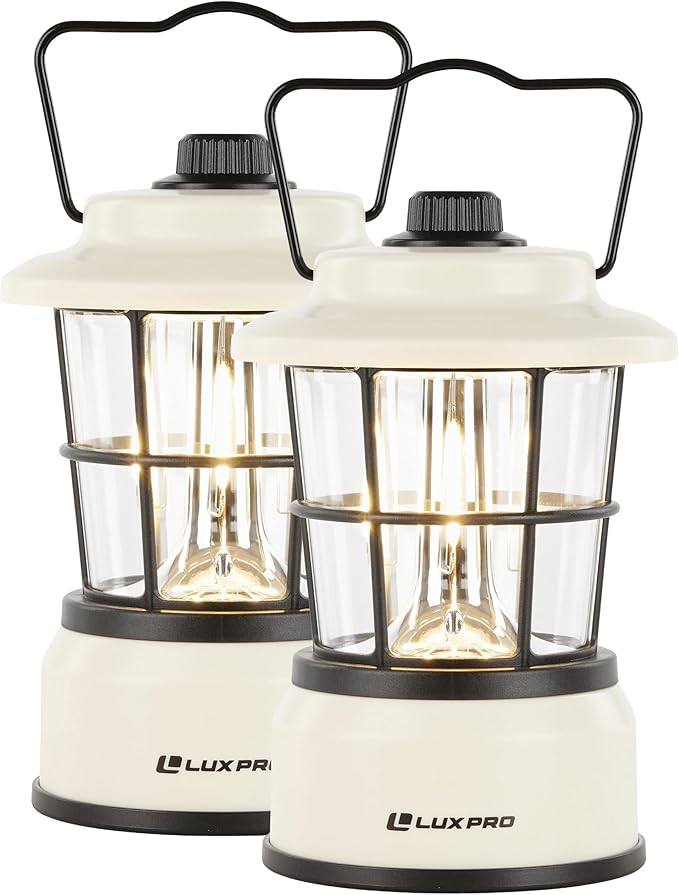 LUXPRO Retro LED Lantern - Battery-Powered Emergency Lantern - Water Resistant - Bright LED Lamp