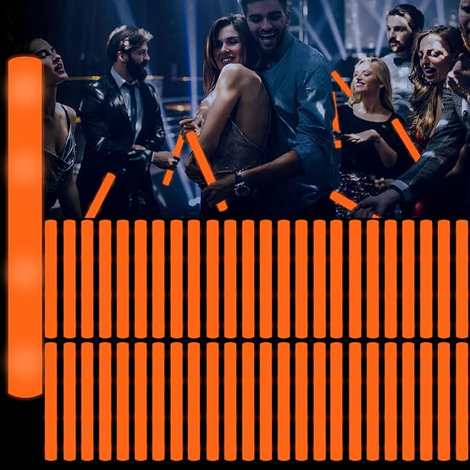 48Pack LED Glow Foam Sticks Bulk,Light Up Glow Sticks with 3 Flashing Modes,Orange Glow Wands Party