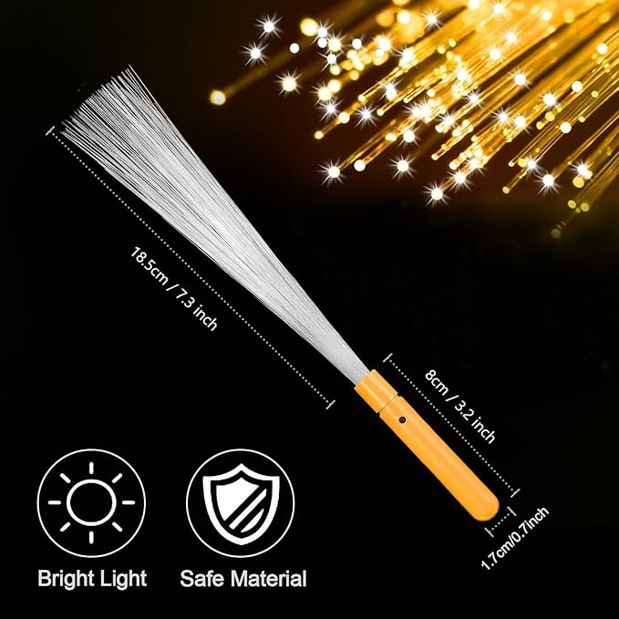 12Pack Orange Glow Sticks Light Up Fiber Optic Stick Glow Wands Bulk with 3 Flashing Models for