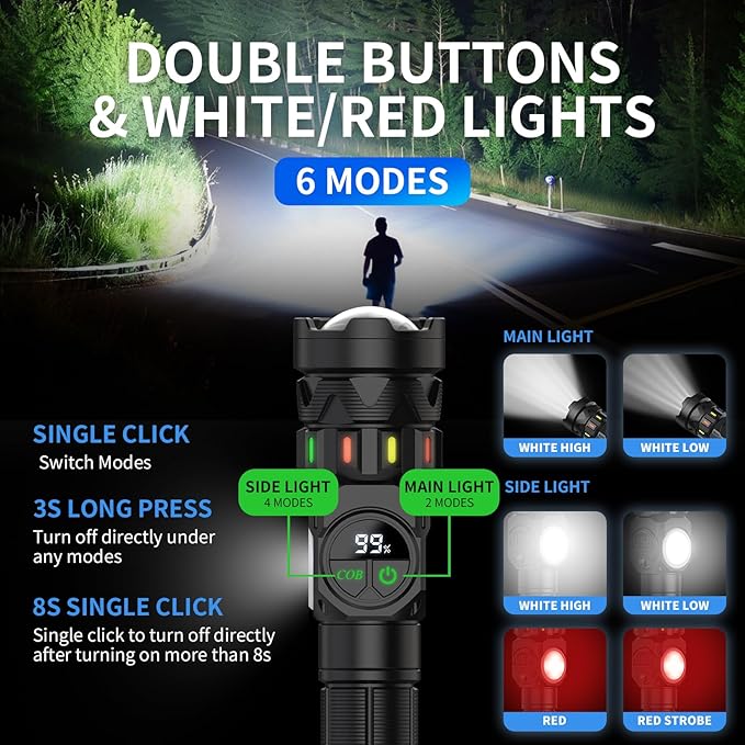 ESGOFO Rechargeable Flashlights High Lumens 10000 Long Distance, Super Bright LED Flash Light Long