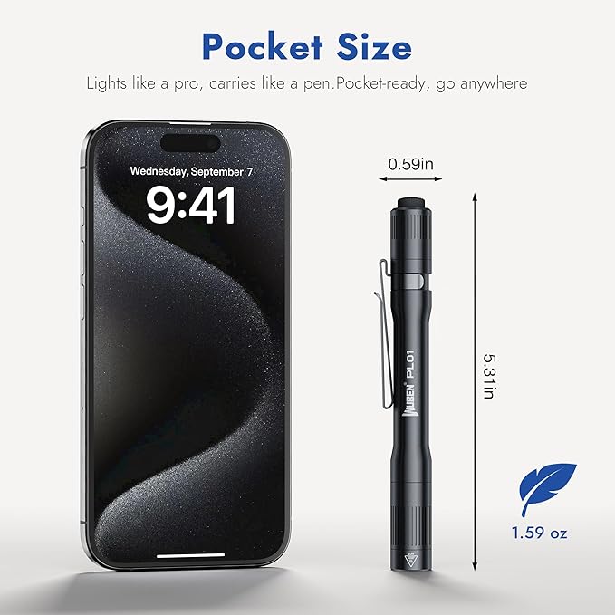 WUBEN PL01 Pen Light, 650 Lumens Pocket EDC Flashlight Rechargeable, Bright LED Pen Flashlight