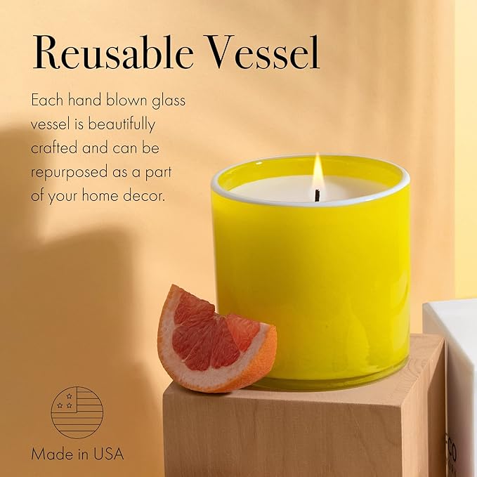 LAFCO New York Classic Candle, White Grapefruit - 6.5 oz - 50-Hour Burn Time - Reusable, Hand Blown