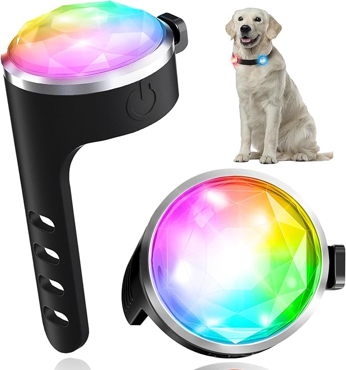 Tubasion 2-Pack Rechargeable Dog Collar Light, 2025 Best 7 Color Changing Light for Dog Collar with
