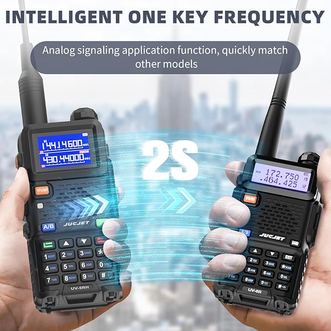 5RH Ham Long Range Radio 10W Radio (Upgraded of UV-5R), 999CH One Key Frequency Match, 2500mAh