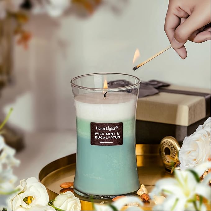 HomeLights 3-Layer Candles for Home Scented, 21.52 OZ Natural Soy Wax Scented Candles Burns Up to