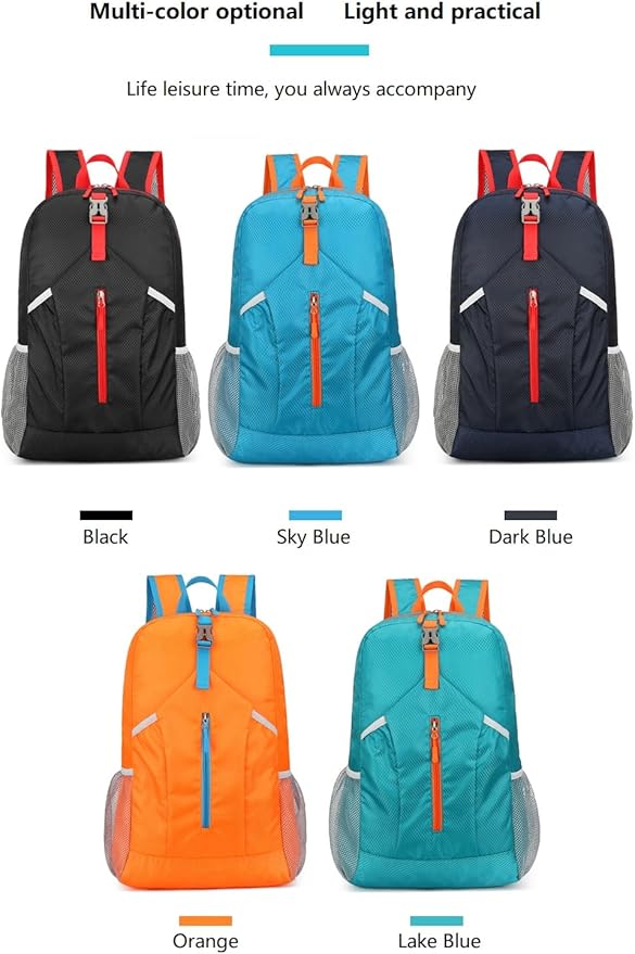 25L Foldable Hiking Backpack Lightweight Packable Basic-Daypack Collapsible Bag Water-Resistant