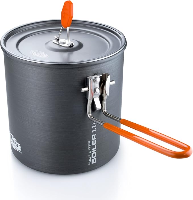 GSI Outdoors Halulite Boiler Ultralight Hard-Anodized Pot with Folding Handle, Fast-Heating Camping