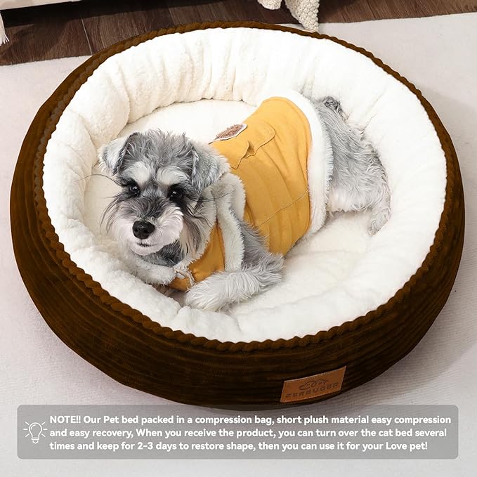 23in Round Cat Dog Bed for Large Medium Small Dogs Cats, Machine Washable Sleeping Sofa, Non-Slip