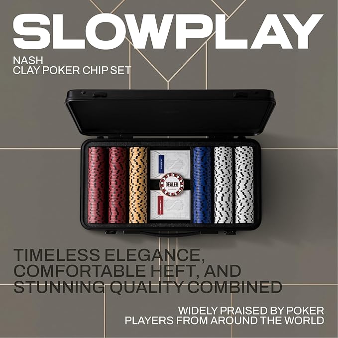 SLOWPLAY Nash 14g Clay Poker Chip Set for Texas Hold'em, 500 PCS [Blank Chips - Black Gold Edition]