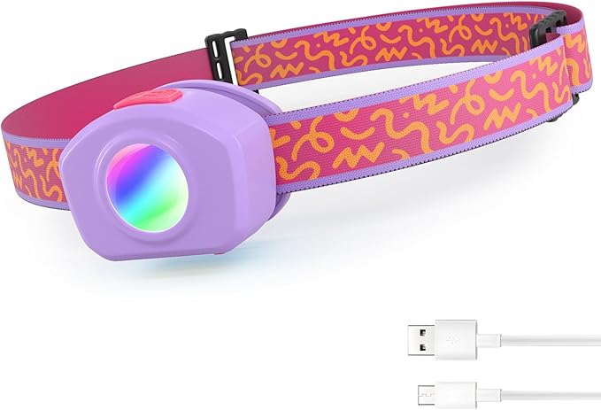 EverBrite LED Headlamp Rechargeable Kids Headlamp with RGB Mode and Adjustable Headband, 3 Modes