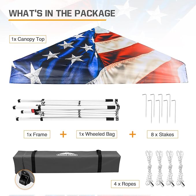 EAGLE PEAK 10x10 Slant Leg Pop-up Canopy Tent Easy One Person Setup Instant Outdoor Beach Canopy