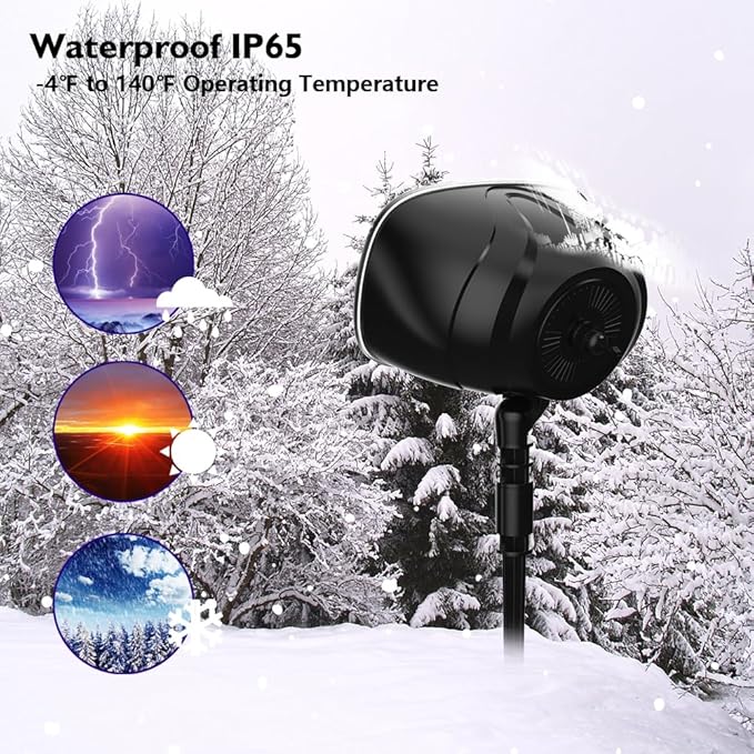 Elec3 Christmas Snow Projector Lights Outdoor, RGBW Snowfall Projector Lamp Rotating Falling Snow