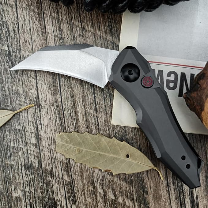 HUAAO Push Button Knife, Spring Assisted Opening, EDC Folding Pocket knives For Men,2.08 inch