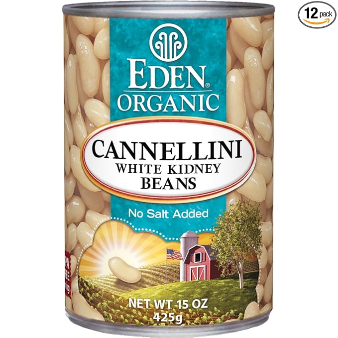 Eden Organic Cannellini White Kidney Beans, No Salt Added, 15-Ounce Cans (Pack of 12)