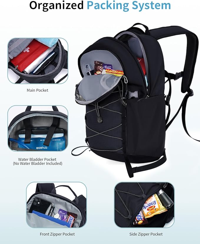 ECOHUB Small Hiking Backpack for Men Women, 20L Lightweight Travel Backpacks Water Resistant