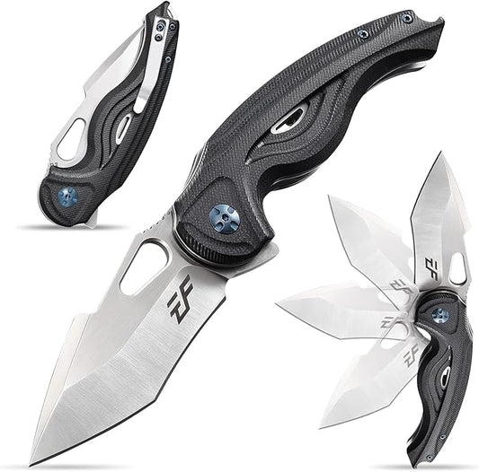Eafengrow EF936 Pocket Knife,G10 Handle D2 Steel Blade Knife with Ball Bearing Safe Open Flipper