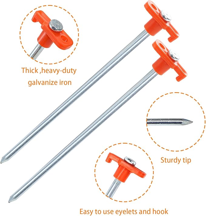 Yesland 20 Pack Tent Stake Heavy Duty, 10 Inch Non-Rust Metal Tent Pegs Ground Yard Stake Tent